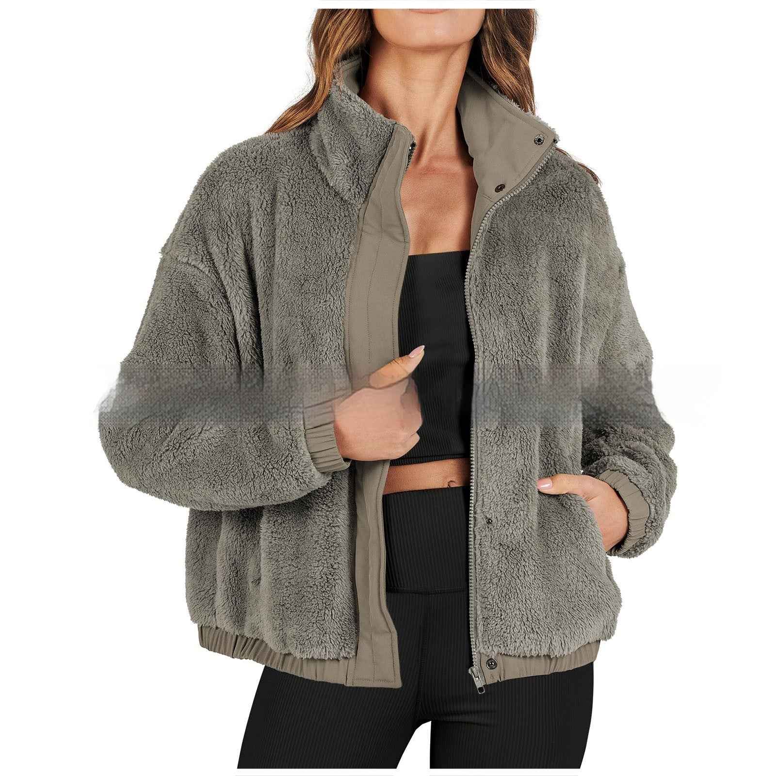 Veste décontractée ample en peluche douce et chaude