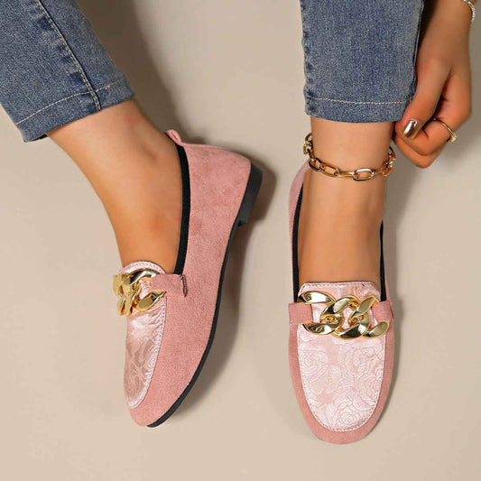 Mocassins plats en métal pour femme style décontracté