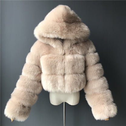 Angeline® | Manteau Court à Capuche en Fausse Fourrure