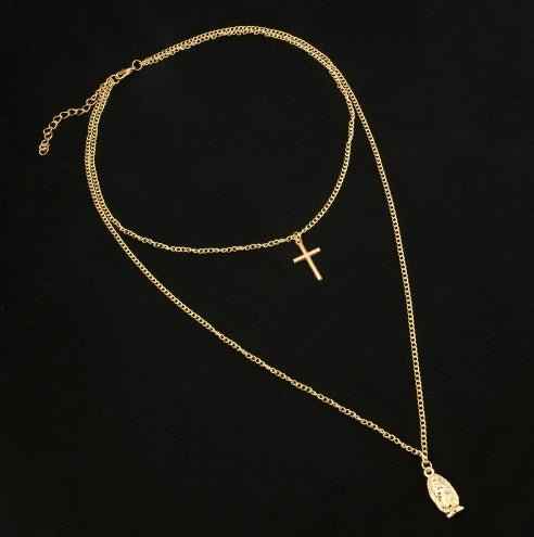 Fashion simple gold-plated Madonna cross necklace