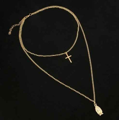 Fashion simple gold-plated Madonna cross necklace