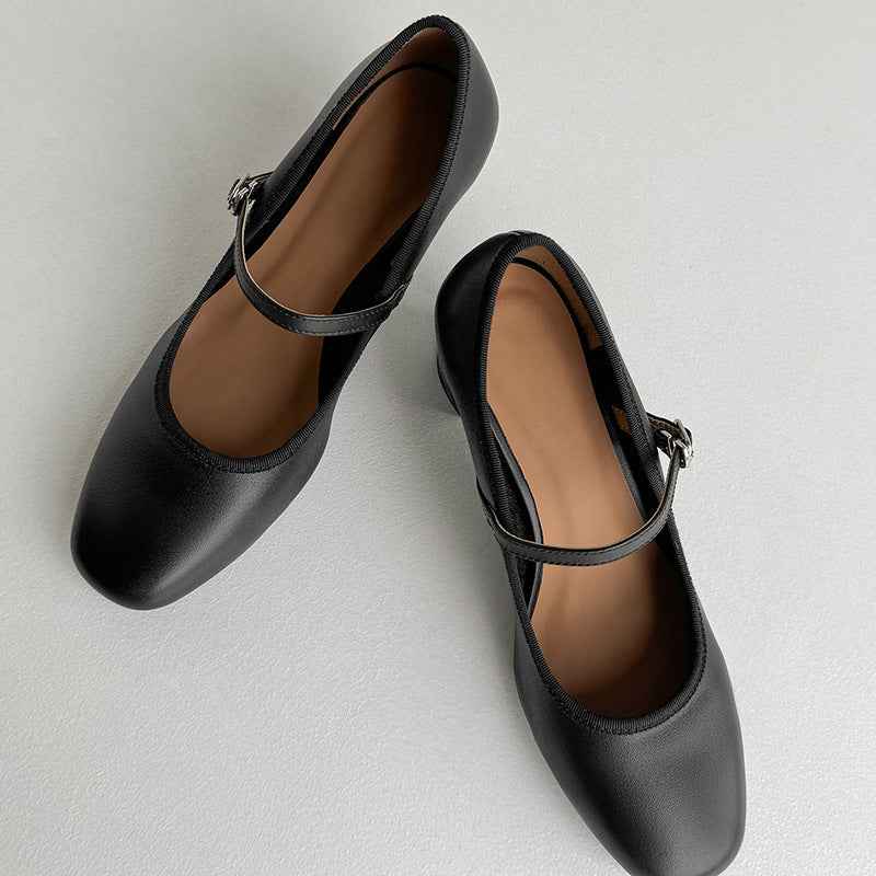 Chaussures à talons hauts rétro en cuir véritable