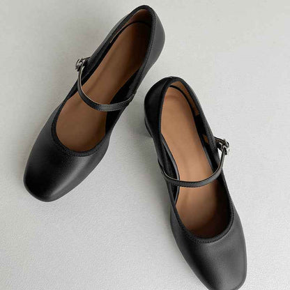 Chaussures à talons hauts rétro en cuir véritable