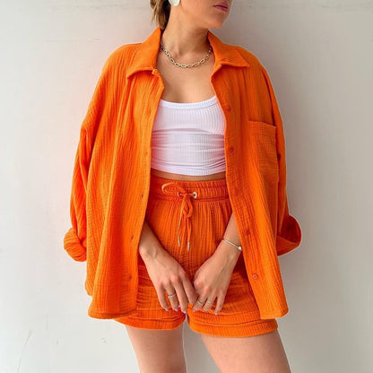 Rosavina® | Set Chic en Coton Gaufré Printemps-Été