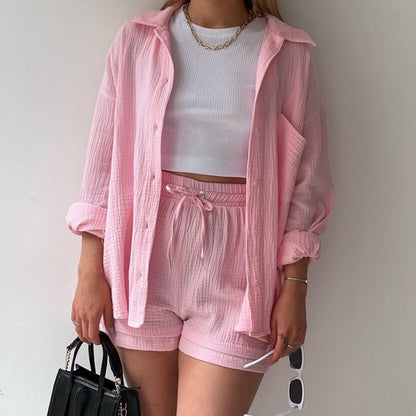 Rosavina® | Set Chic en Coton Gaufré Printemps-Été