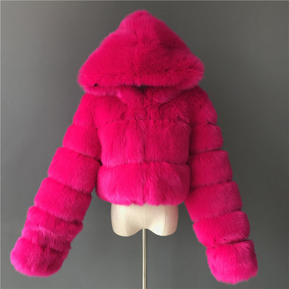 Angeline® | Manteau Court à Capuche en Fausse Fourrure