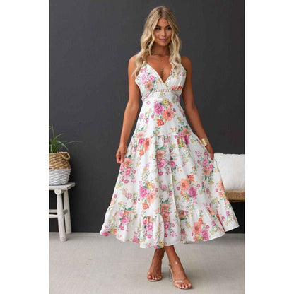 Women's Printed Suspender Slit Dress