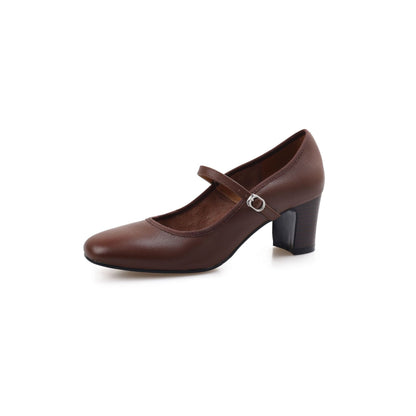 Chaussures à talons hauts rétro en cuir véritable