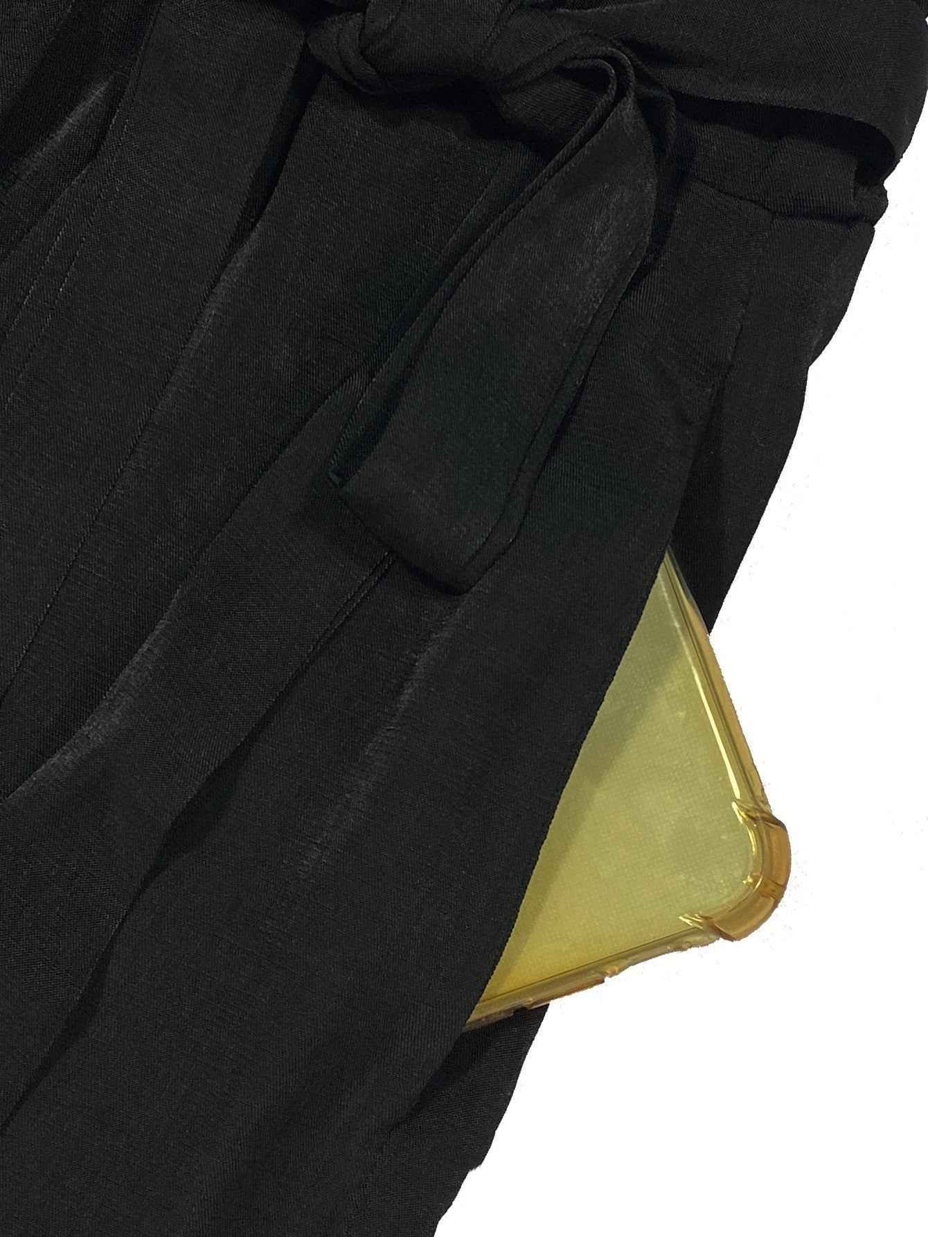 Pantalon ample grande taille uni à lacets