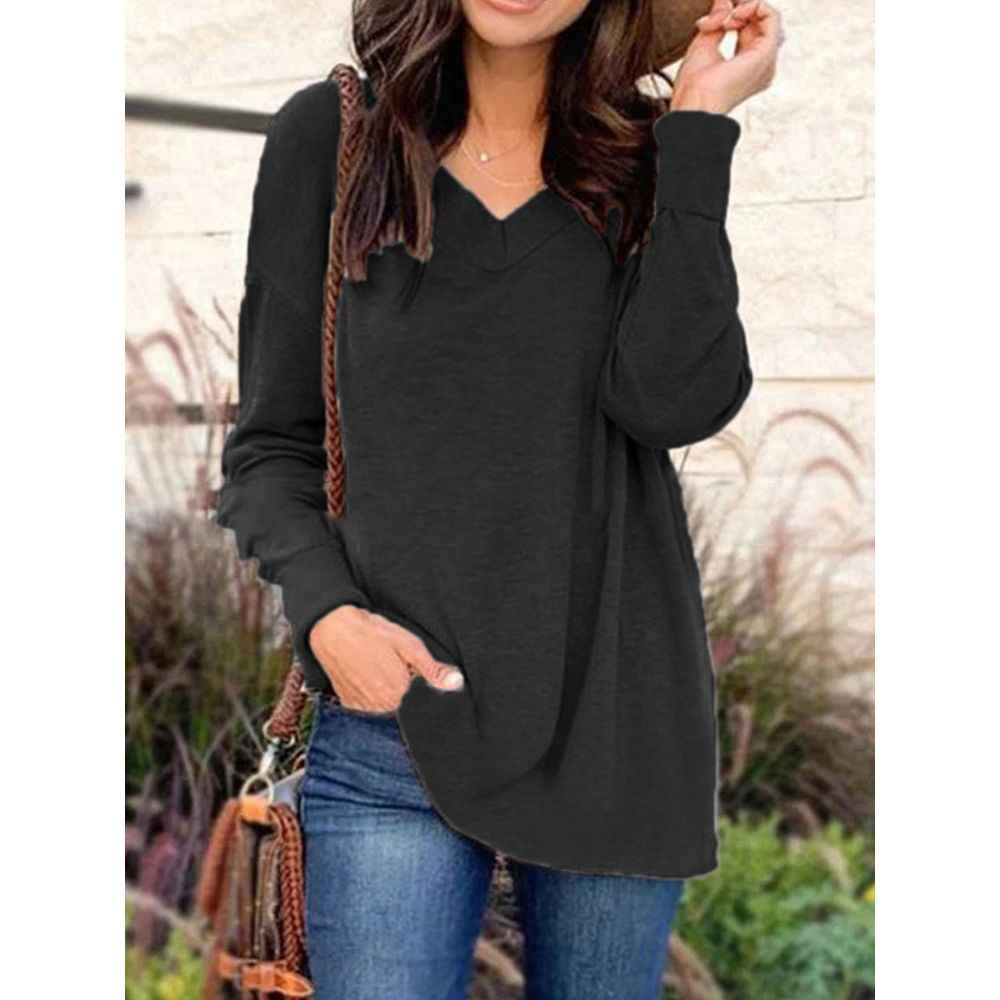 V - neck loose blouse - parlezmode.com