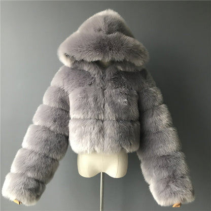 Angeline® | Manteau Court à Capuche en Fausse Fourrure