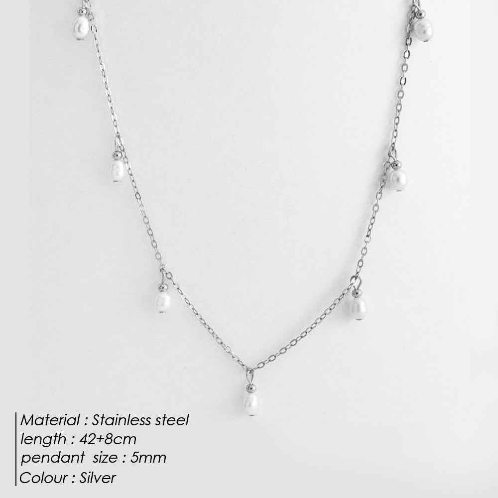 Oval Pearl  Pearl Tassel Necklace