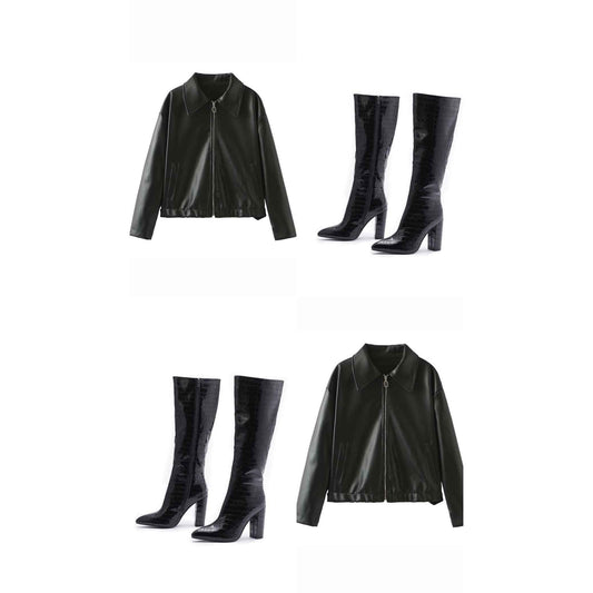 Ensemble Tenue d’Hiver – Veste Julien & Bottes Longues Noires