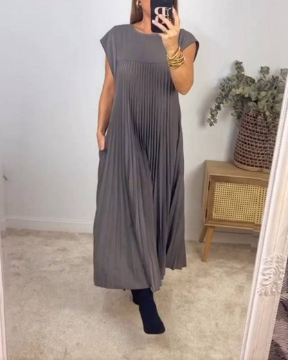 Elévara® | Robe Longue Plissée Sans Manches Élégance d’Été