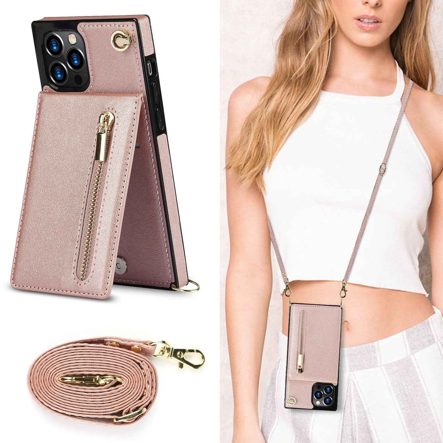 Coque de Téléphone à Fermeture Éclair – Bandoulière Chic