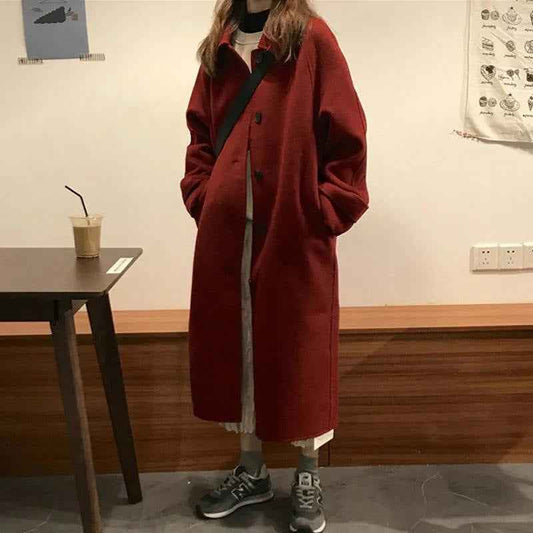 Manteau noir en laine style Hepburn pour femme – automne et hiver