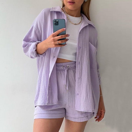 Rosavina® | Set Chic en Coton Gaufré Printemps-Été