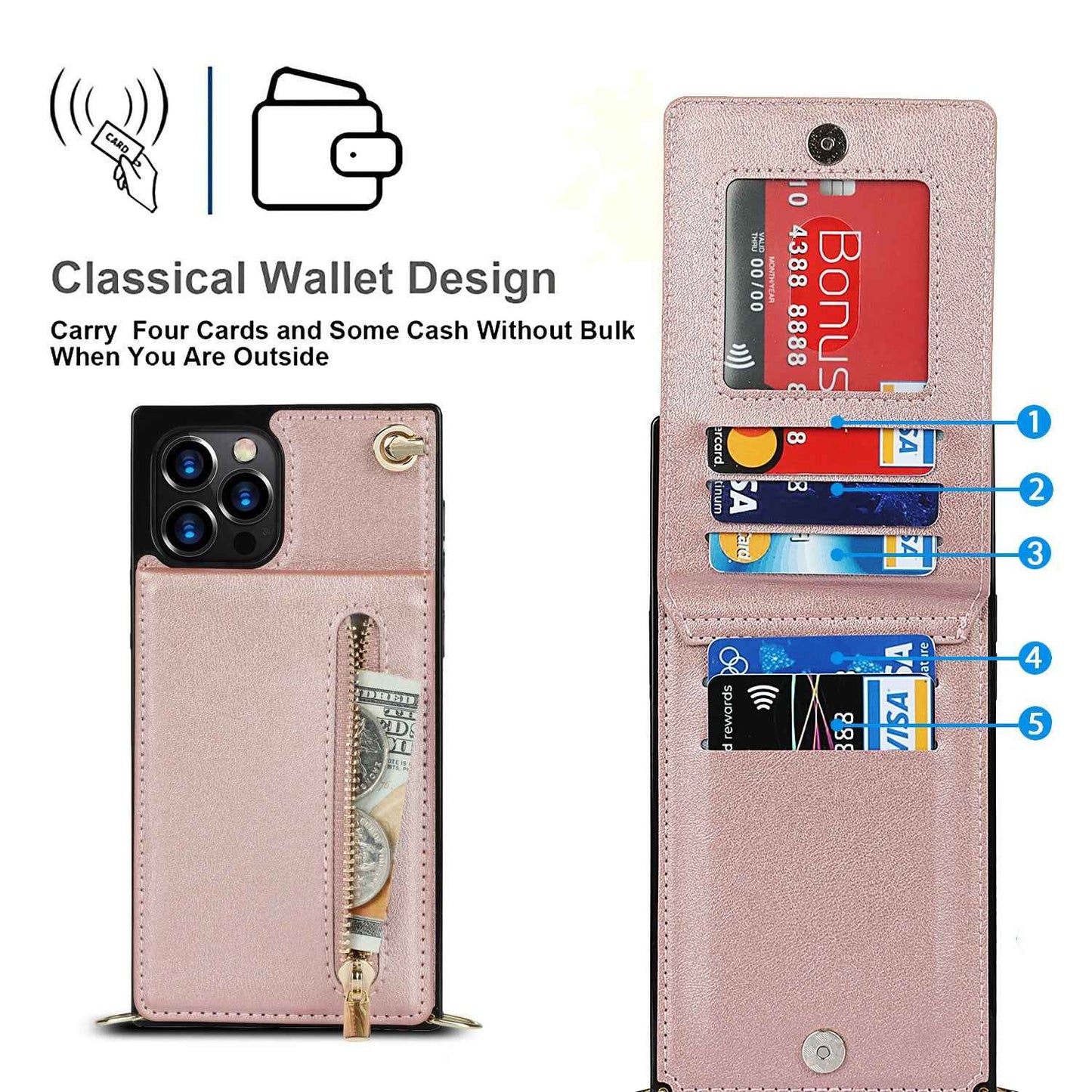 Coque de Téléphone à Fermeture Éclair – Bandoulière Chic