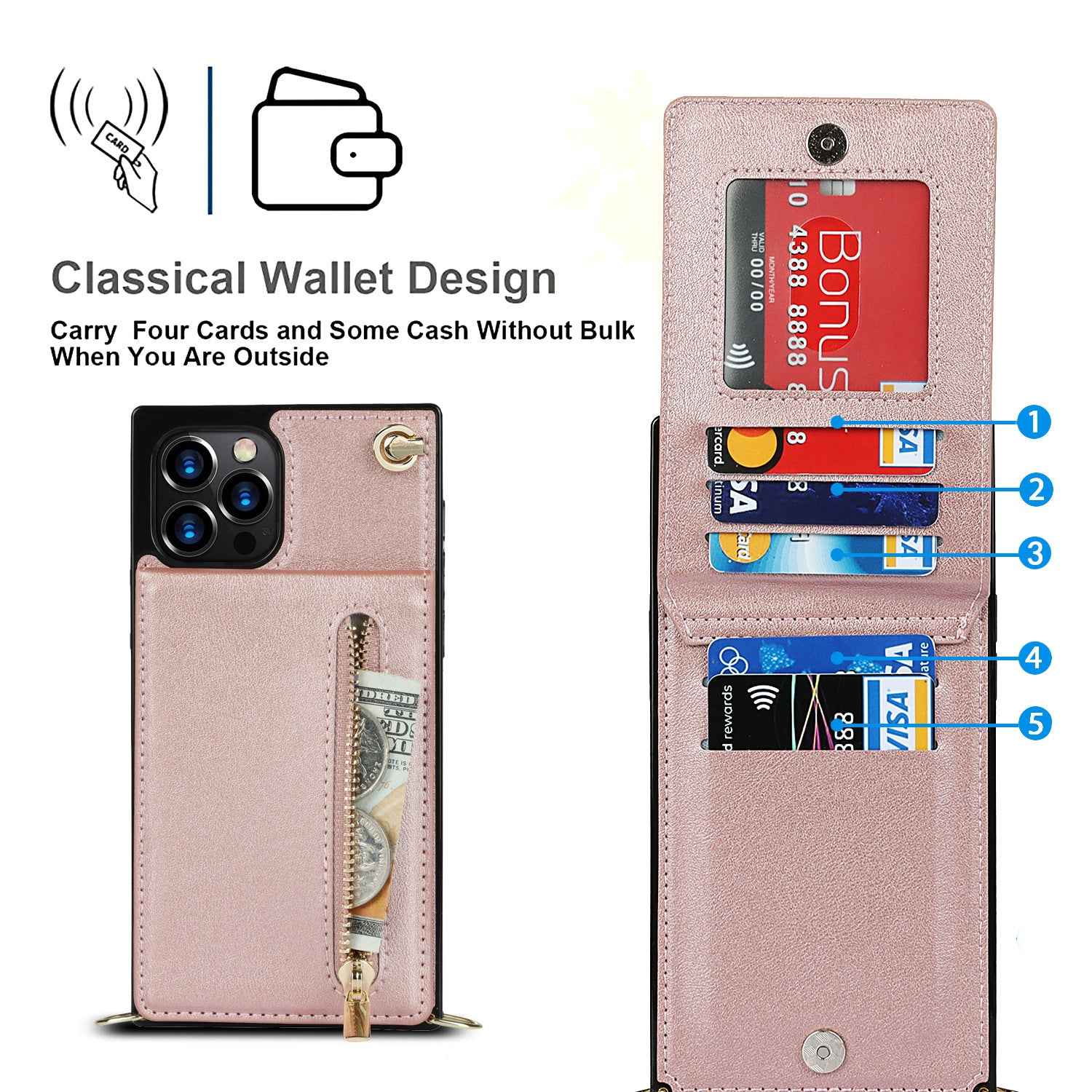 Coque de Téléphone à Fermeture Éclair – Bandoulière Chic