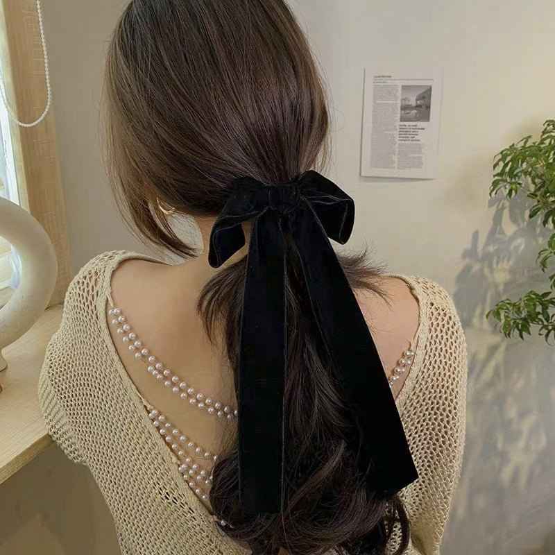 Ribbon double-sided velvet bow hair rope women