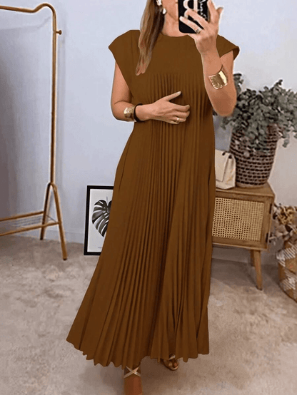 Elévara® | Robe Longue Plissée Sans Manches Élégance d’Été