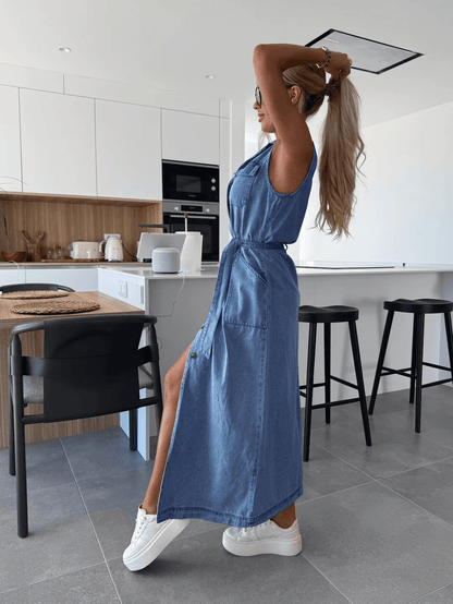 Selvaggia® | Robe Chemise Denim Élégance Urbaine