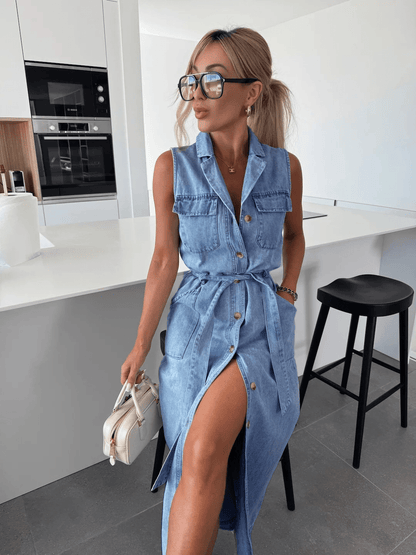 Selvaggia® | Robe Chemise Denim Élégance Urbaine