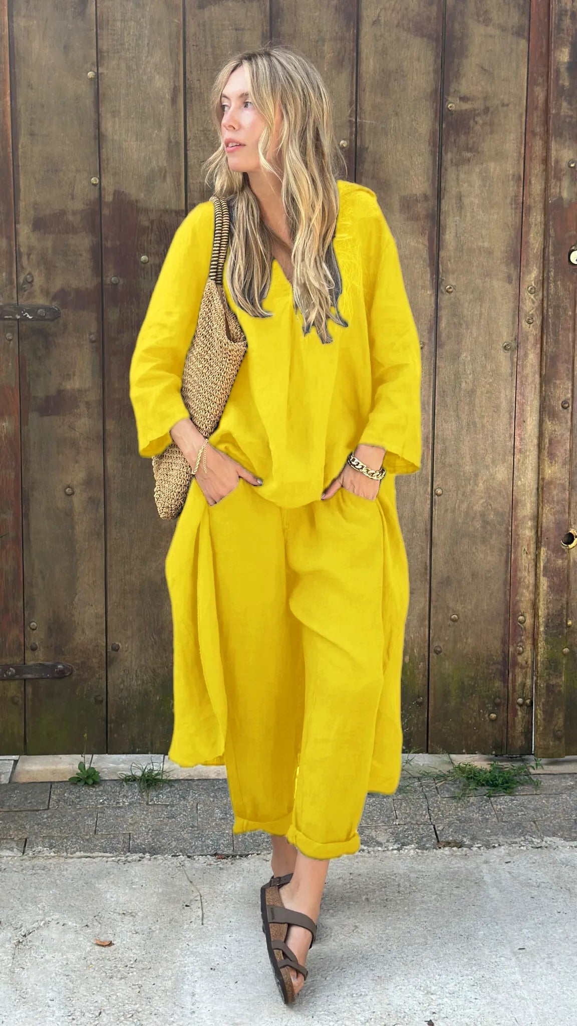 Nivalora® | Ensemble Décontracté Élégant 2 Pièces Col V & Pantalon Large