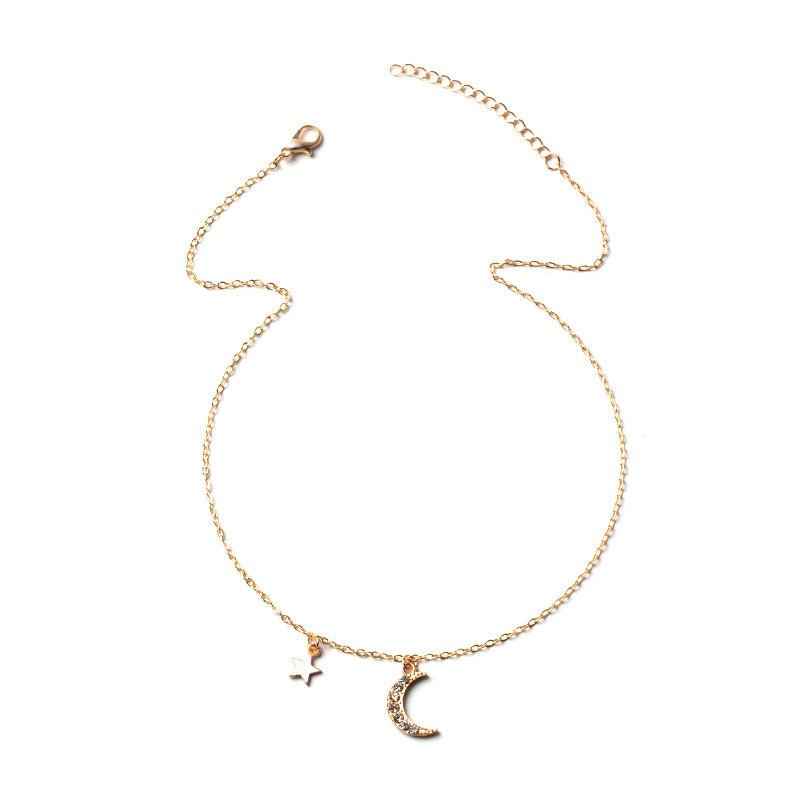 European And American Popular New Fashion Gold-plated Moon Star Necklace