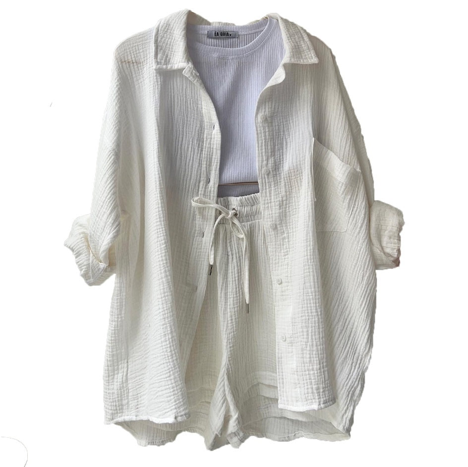 Rosavina® | Set Chic en Coton Gaufré Printemps-Été
