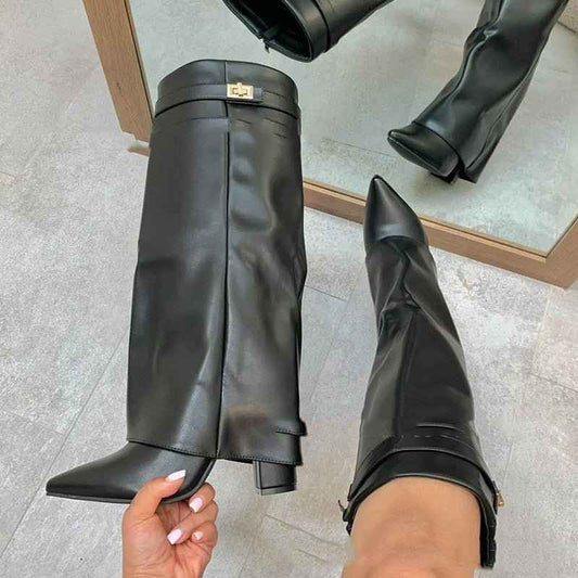 Bottes mi-mollet femme – style cavalier avec boucle