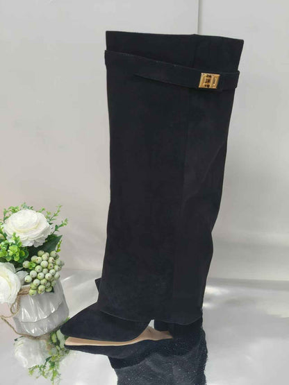 Bottes mi-mollet femme – style cavalier avec boucle