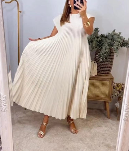 Elévara® | Robe Longue Plissée Sans Manches Élégance d’Été