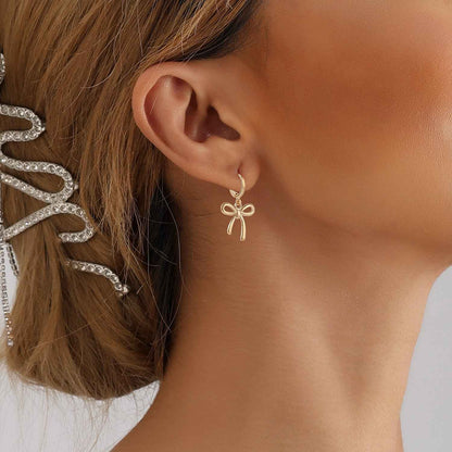 Geometric Bow Metal Earrings For Women