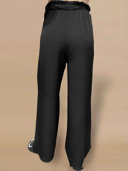 Pantalon ample grande taille uni à lacets
