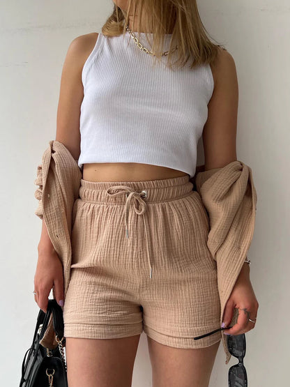 Rosavina® | Set Chic en Coton Gaufré Printemps-Été