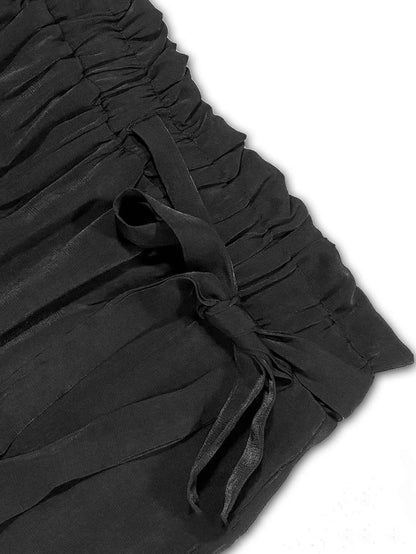 Pantalon ample grande taille uni à lacets