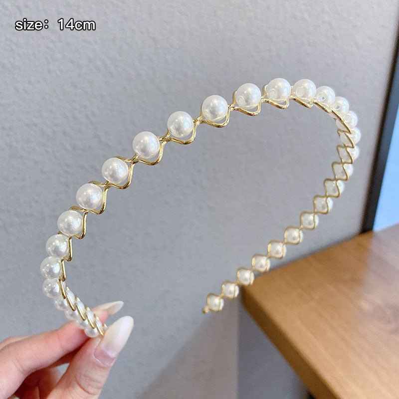 Sen Simple Pearl Thin Headband Hair Accessories Headband