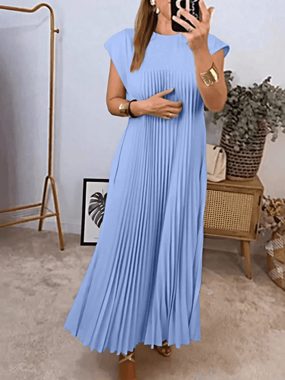 Elévara® | Robe Longue Plissée Sans Manches Élégance d’Été